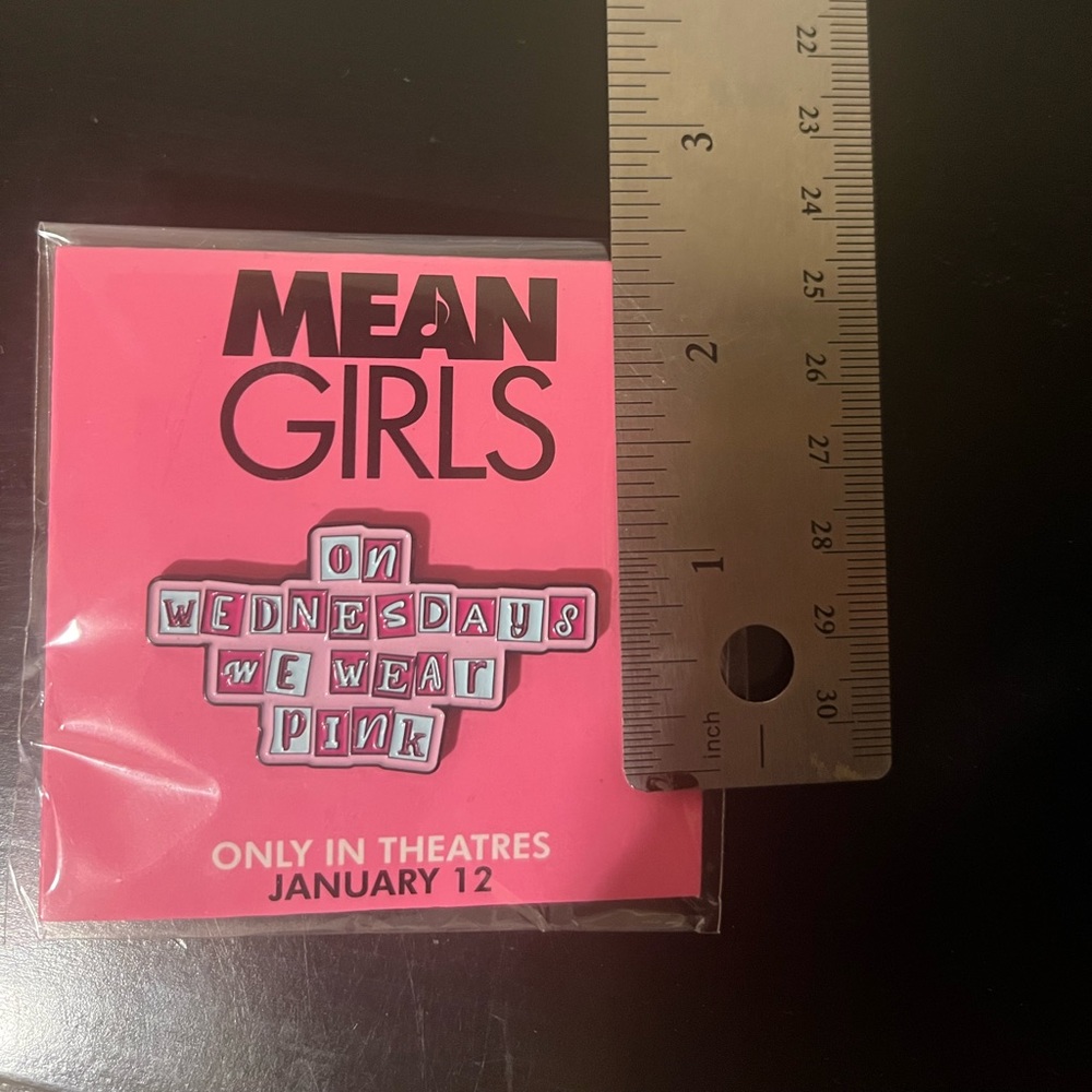 Iconic Mean Girls “on Wednesday we wear pink” enamel pin